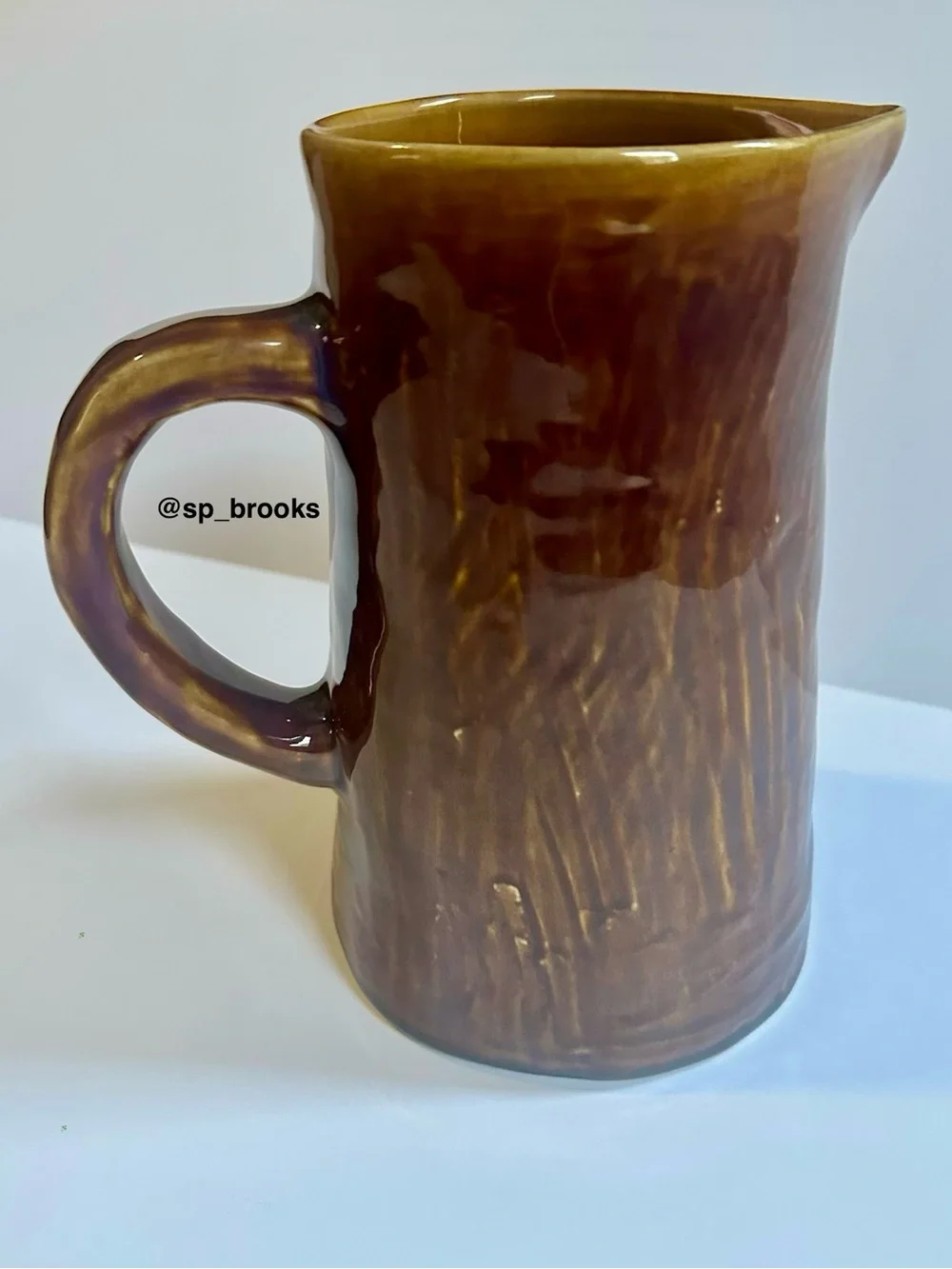 🎁FAPOR Stoneware Pitcher Handcrafted in Portugal -Distressed Brown Bronze 8.25”H